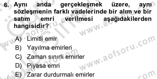 Türev Araçlar Dersi 2020 - 2021 Yılı Yaz Okulu Sınav Soruları 6. Soru