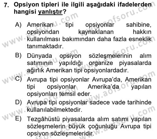 Türev Araçlar Dersi 2020 - 2021 Yılı Yaz Okulu Sınav Soruları 7. Soru