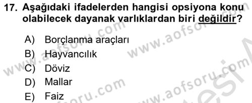 Türev Araçlar Dersi 2021 - 2022 Yılı (Vize) Ara Sınav Soruları 17. Soru