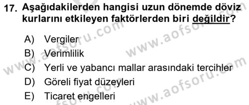 Türev Araçlar Dersi 2021 - 2022 Yılı (Final) Dönem Sonu Sınav Soruları 17. Soru