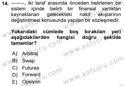 Türev Araçlar Dersi 2021 - 2022 Yılı Yaz Okulu Sınav Soruları 14. Soru
