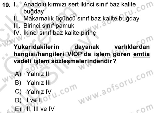 Türev Araçlar Dersi 2021 - 2022 Yılı Yaz Okulu Sınav Soruları 19. Soru