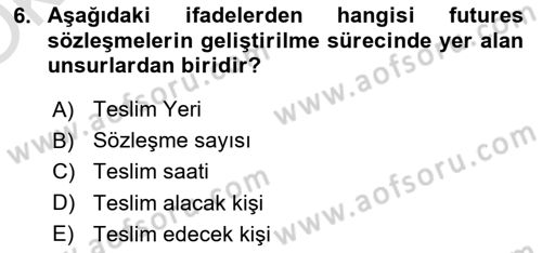 Türev Araçlar Dersi 2021 - 2022 Yılı Yaz Okulu Sınav Soruları 6. Soru