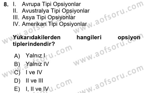 Türev Araçlar Dersi 2021 - 2022 Yılı Yaz Okulu Sınav Soruları 8. Soru
