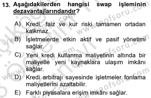 Türev Araçlar Dersi 2022 - 2023 Yılı Yaz Okulu Sınav Soruları 13. Soru