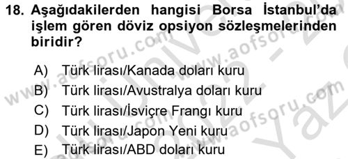 Türev Araçlar Dersi 2022 - 2023 Yılı Yaz Okulu Sınav Soruları 18. Soru