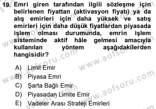 Türev Araçlar Dersi 2022 - 2023 Yılı Yaz Okulu Sınav Soruları 19. Soru