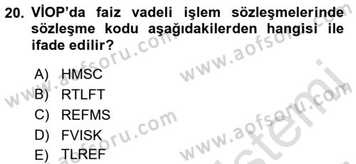 Türev Araçlar Dersi 2022 - 2023 Yılı Yaz Okulu Sınav Soruları 20. Soru