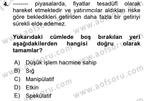 Türev Araçlar Dersi 2022 - 2023 Yılı Yaz Okulu Sınav Soruları 4. Soru