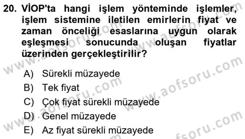 Türev Araçlar Dersi 2023 - 2024 Yılı (Final) Dönem Sonu Sınav Soruları 20. Soru