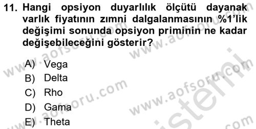 Türev Araçlar Dersi 2023 - 2024 Yılı Yaz Okulu Sınav Soruları 11. Soru