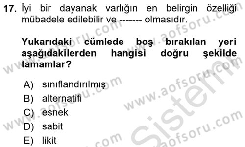 Türev Araçlar Dersi 2023 - 2024 Yılı Yaz Okulu Sınav Soruları 17. Soru