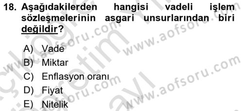 Türev Araçlar Dersi 2023 - 2024 Yılı Yaz Okulu Sınav Soruları 18. Soru