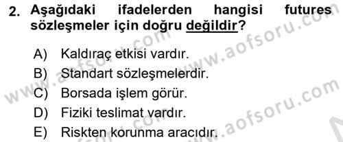 Türev Araçlar Dersi 2023 - 2024 Yılı Yaz Okulu Sınav Soruları 2. Soru