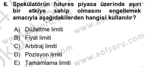 Türev Araçlar Dersi 2023 - 2024 Yılı Yaz Okulu Sınav Soruları 6. Soru