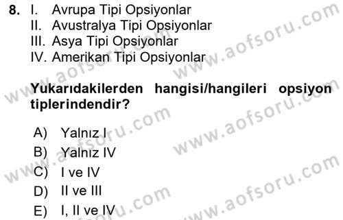 Türev Araçlar Dersi 2023 - 2024 Yılı Yaz Okulu Sınav Soruları 8. Soru