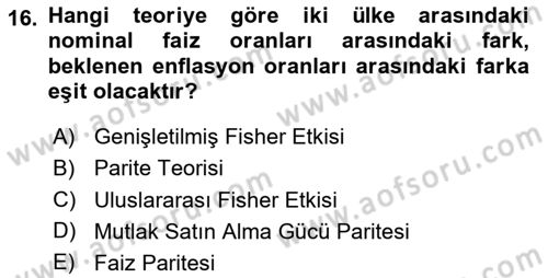 Türev Araçlar Dersi 2024 - 2025 Yılı (Final) Dönem Sonu Sınav Soruları 16. Soru