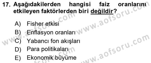 Türev Araçlar Dersi 2024 - 2025 Yılı (Final) Dönem Sonu Sınav Soruları 17. Soru