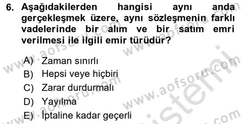 Türev Araçlar Dersi 2024 - 2025 Yılı (Final) Dönem Sonu Sınav Soruları 6. Soru