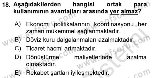Borsaların Yapısı ve İşleyişi Dersi 2021 - 2022 Yılı (Final) Dönem Sonu Sınav Soruları 18. Soru