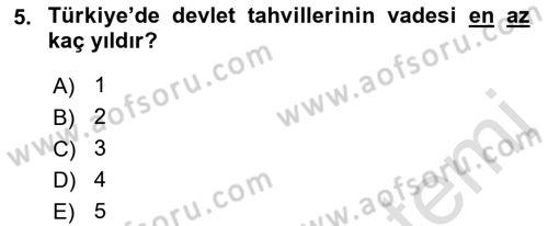Borsaların Yapısı ve İşleyişi Dersi 2022 - 2023 Yılı (Vize) Ara Sınav Soruları 5. Soru