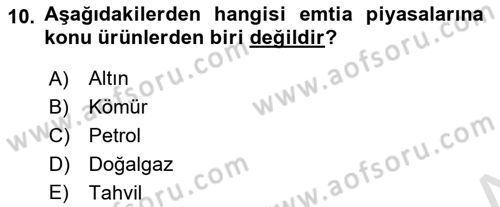 Borsaların Yapısı ve İşleyişi Dersi 2022 - 2023 Yılı Yaz Okulu Sınav Soruları 10. Soru