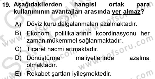 Borsaların Yapısı ve İşleyişi Dersi 2023 - 2024 Yılı (Final) Dönem Sonu Sınav Soruları 19. Soru