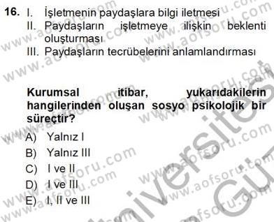 Yatırımcı İlişkileri Yönetimi Dersi 2012 - 2013 Yılı (Vize) Ara Sınav Soruları 16. Soru