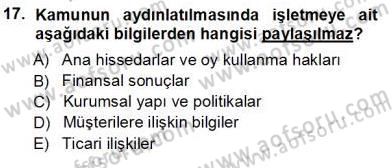 Yatırımcı İlişkileri Yönetimi Dersi 2012 - 2013 Yılı (Vize) Ara Sınav Soruları 17. Soru