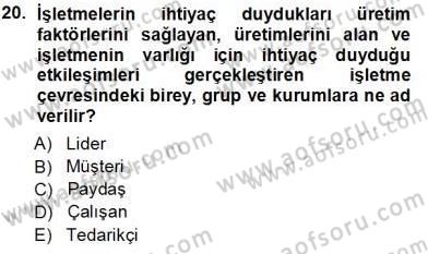 Yatırımcı İlişkileri Yönetimi Dersi 2012 - 2013 Yılı (Vize) Ara Sınav Soruları 20. Soru