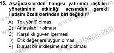 Yatırımcı İlişkileri Yönetimi Dersi 2012 - 2013 Yılı (Final) Dönem Sonu Sınav Soruları 15. Soru