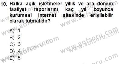 Yatırımcı İlişkileri Yönetimi Dersi 2013 - 2014 Yılı (Vize) Ara Sınav Soruları 10. Soru