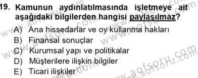 Yatırımcı İlişkileri Yönetimi Dersi 2013 - 2014 Yılı (Vize) Ara Sınav Soruları 19. Soru