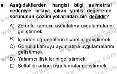 Yatırımcı İlişkileri Yönetimi Dersi 2013 - 2014 Yılı (Vize) Ara Sınav Soruları 9. Soru
