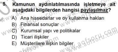 Yatırımcı İlişkileri Yönetimi Dersi 2013 - 2014 Yılı (Final) Dönem Sonu Sınav Soruları 5. Soru