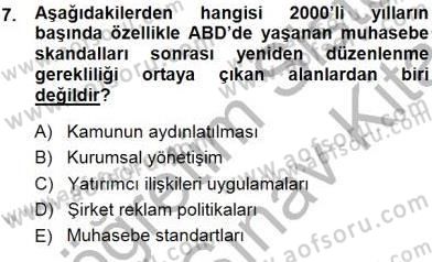 Yatırımcı İlişkileri Yönetimi Dersi 2013 - 2014 Yılı (Final) Dönem Sonu Sınav Soruları 7. Soru