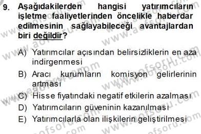 Yatırımcı İlişkileri Yönetimi Dersi 2013 - 2014 Yılı (Final) Dönem Sonu Sınav Soruları 9. Soru