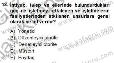 Yatırımcı İlişkileri Yönetimi Dersi 2014 - 2015 Yılı (Vize) Ara Sınav Soruları 18. Soru