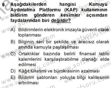 Yatırımcı İlişkileri Yönetimi Dersi 2014 - 2015 Yılı (Vize) Ara Sınav Soruları 9. Soru