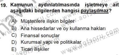 Yatırımcı İlişkileri Yönetimi Dersi 2015 - 2016 Yılı (Vize) Ara Sınav Soruları 19. Soru