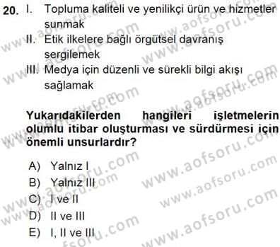 Yatırımcı İlişkileri Yönetimi Dersi 2015 - 2016 Yılı (Vize) Ara Sınav Soruları 20. Soru
