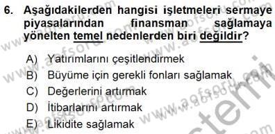 Yatırımcı İlişkileri Yönetimi Dersi 2015 - 2016 Yılı (Vize) Ara Sınav Soruları 6. Soru