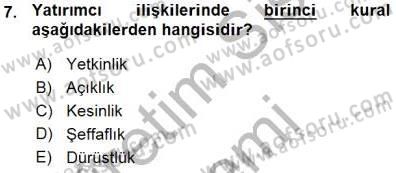 Yatırımcı İlişkileri Yönetimi Dersi 2015 - 2016 Yılı (Vize) Ara Sınav Soruları 7. Soru