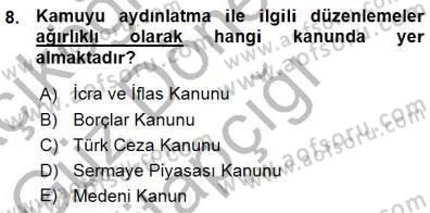 Yatırımcı İlişkileri Yönetimi Dersi 2015 - 2016 Yılı (Vize) Ara Sınav Soruları 8. Soru