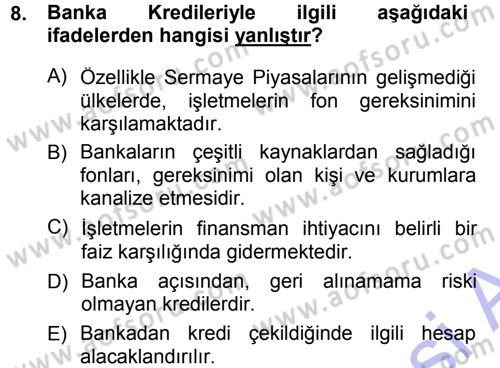 Genel Muhasebe Dersi 2012 - 2013 Yılı (Final) Dönem Sonu Sınav Soruları 8. Soru