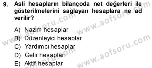 Genel Muhasebe Dersi Ara Sınavı Deneme Sınav Soruları 9. Soru