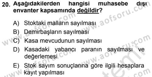 Genel Muhasebe Dersi 2013 - 2014 Yılı Tek Ders Sınav Soruları 20. Soru