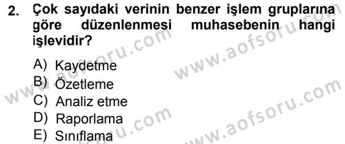 Genel Muhasebe Dersi 2014 - 2015 Yılı Tek Ders Sınav Soruları 2. Soru