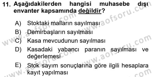 Genel Muhasebe Dersi 2015 - 2016 Yılı (Final) Dönem Sonu Sınav Soruları 11. Soru