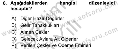 Genel Muhasebe Dersi 2016 - 2017 Yılı 3 Ders Sınav Soruları 6. Soru